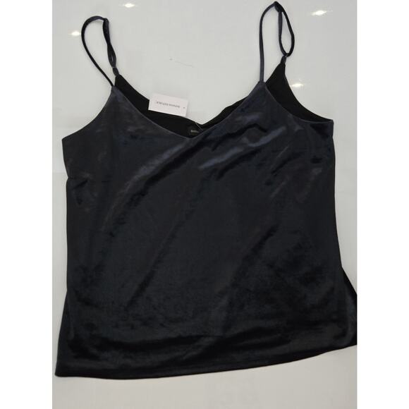 NEW!! Banana Republic Velvet Spaghetti Strap Navy Blue Charcoal Women’s Size Med - Picture 1 of 3